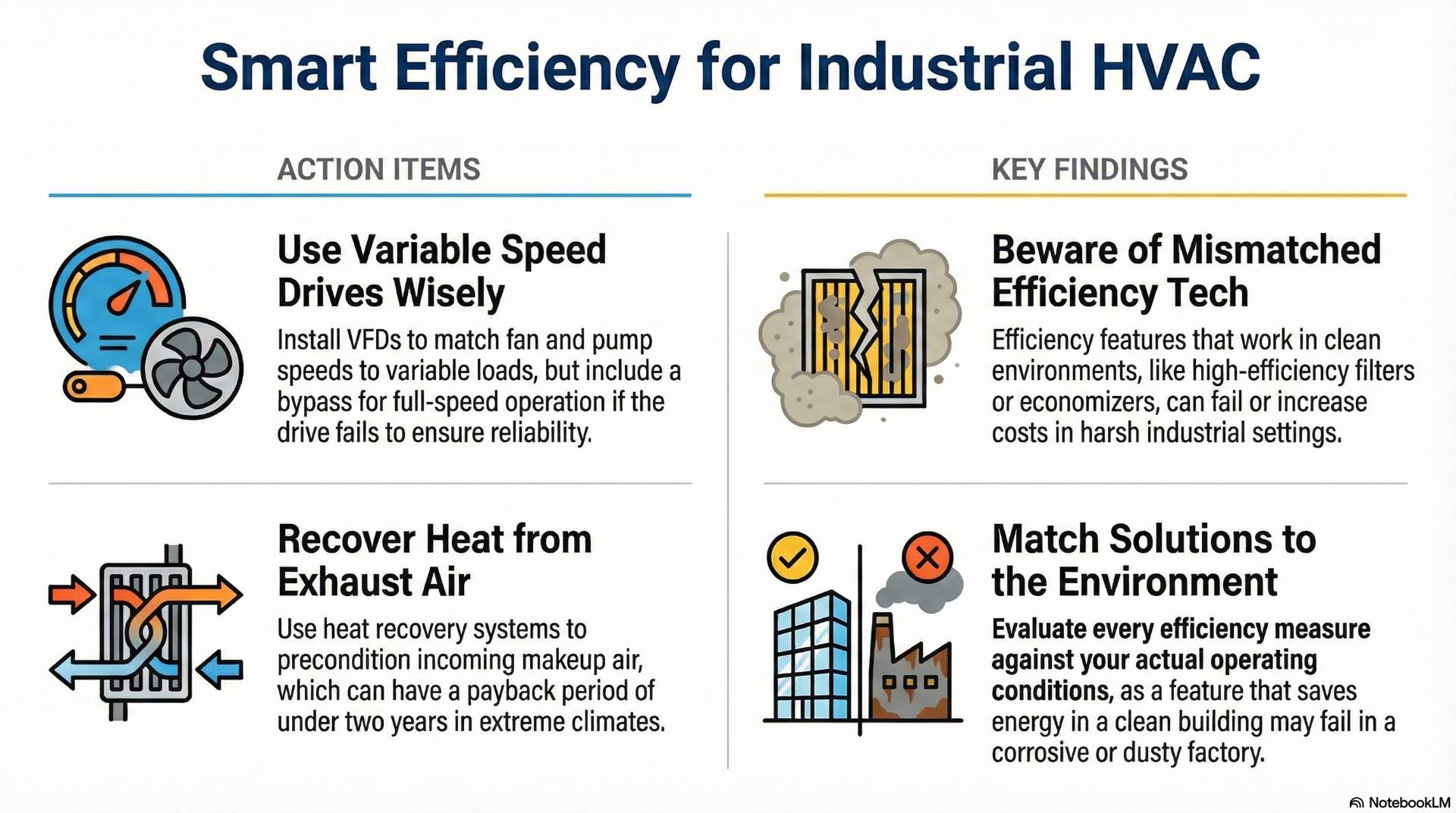 Industrial HVAC efficiency practices focus on reducing energy use while maintaining system reliability under dust, heat, and continuous operation.